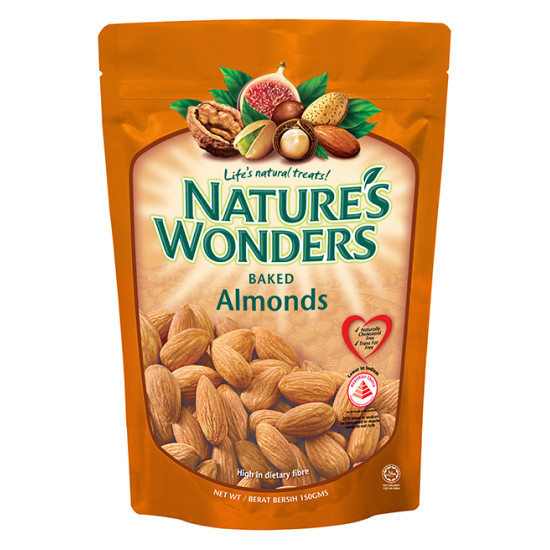 NATURE'S WONDERS BAKED ALMONDS 150GM