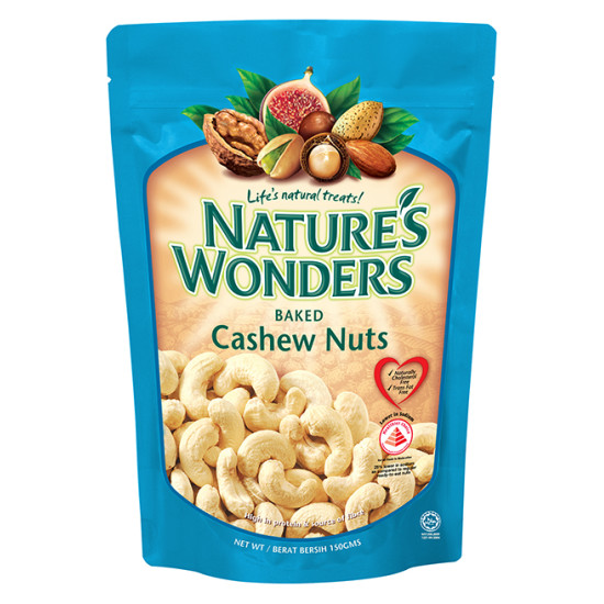 NATURE'S WONDERS BAKED CASHEW NUTS 150GM