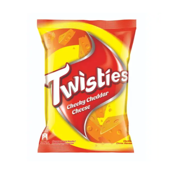 TWISTIES CHEEKY CHEDDAR CHEESE CORN SNACK 60GM
