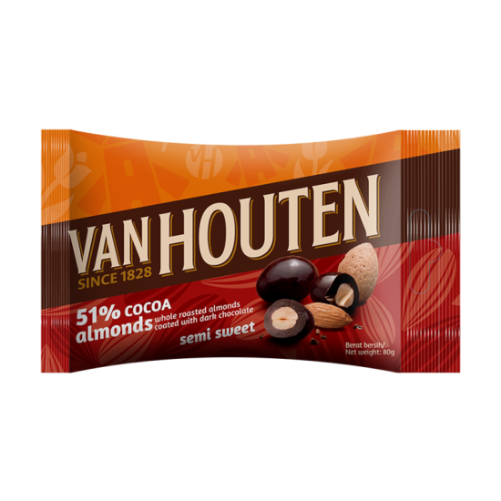 VAN HOUTEN 52% COCOA ALMOND DRAGEES 80GM VAN HOUTEN 52% COCOA ALMOND DRAGEES 80GM