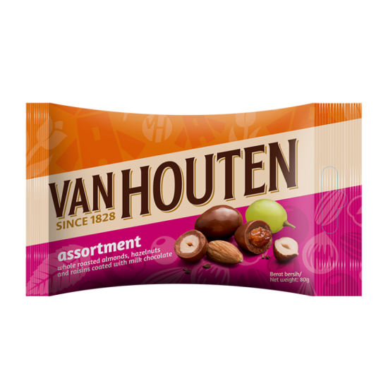 VAN HOUTEN DARK MILK ASSORTMENT DRAGEES 80GM VAN HOUTEN DARK MILK ASSORTMENT DRAGEES 80GM