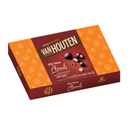 VAN HOUTEN 52% COCOA ALMOND DRAGEES 150GM