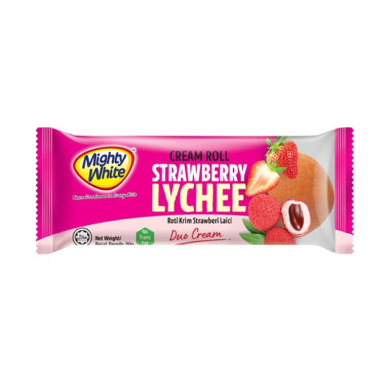 MIGHTY WHITE CREAM ROLL STRAWBERRY 50GM