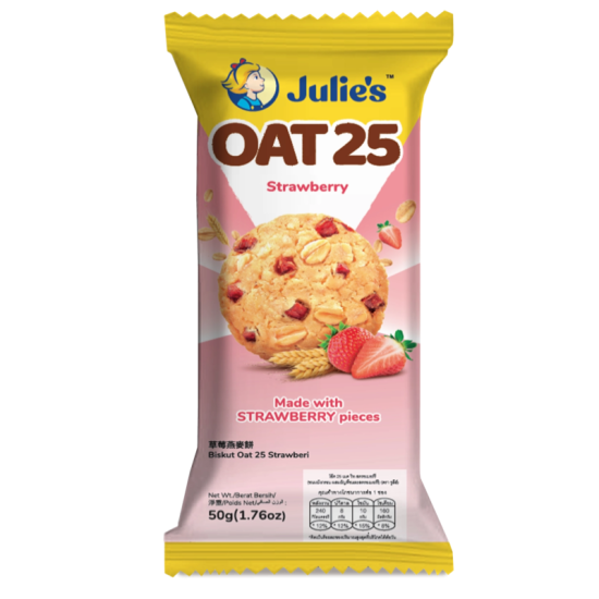 JULIE'S OAT 25 STRAWBERRY 50GM