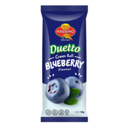 MASSIMO DUETTO BLUEBERRY CREAM ROLL 50GM MASSIMO DUETTO BLUEBERRY CREAM ROLL 50GM