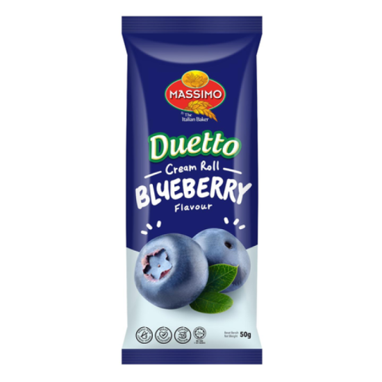 MASSIMO DUETTO BLUEBERRY CREAM ROLL 50GM