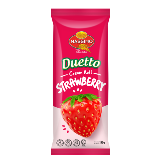 MASSIMO DUETTO CREAM ROLL - STRAWBERRY 50G