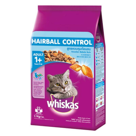 WHISKAS DRY CHICKEN & TUNA (HAIR BALL CONTROL) 1.1KG