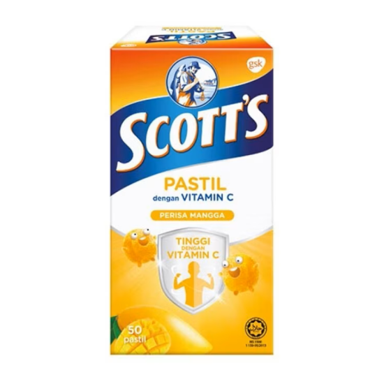 SCOTT'S VIT-C MANGO PASTILLE 50S SCOTT'S VIT-C MANGO PASTILLE 50S