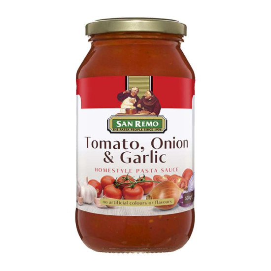 SAN REMO SAUCE TOMATO ONION GARLIC 500GM