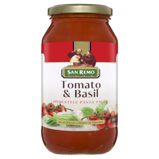 SAN REMO SAUCE TOMATO & BASIL 500GM