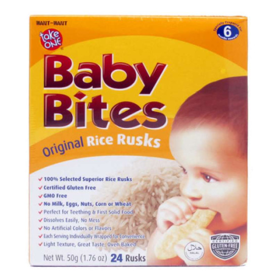 TAKE ONE BABY BITES RICE RUSKS ORIGINAL 50G