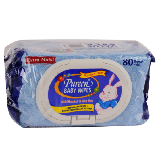 PUREEN BABY WIPES (BLUE/ORANGE/PURPLE) 2x 80'S