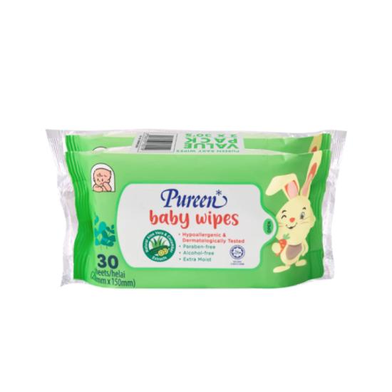 PUREEN BABY WIPES WITH ALOE VERA 30'S*2