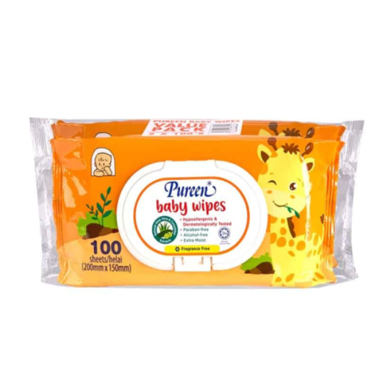 PUREEN BABY WIPES (ORANGE) 2X100'S