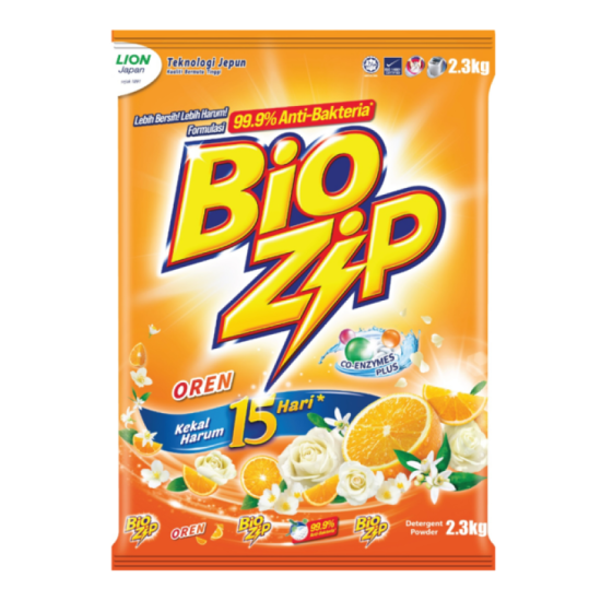 BIO ZIP DETERGENT POWDER - ORANGE 2.3KG