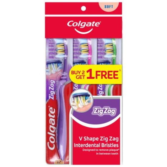 COLGATE TOOTHBRUSH ZIG ZAG SOFT 3'S