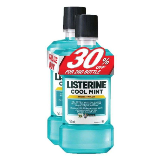 LISTERINE MOUTH RINSE COOL MINT 750ML*2