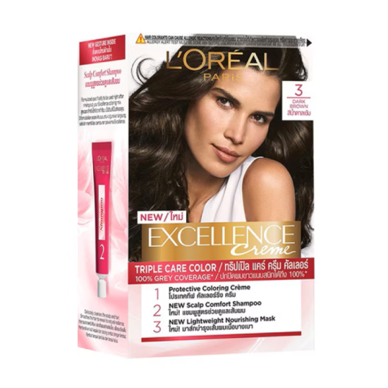 L'OREAL EXCELLENCE HAIR COLOUR 3 DARK BROWN 120ML L'OREAL EXCELLENCE HAIR COLOUR 3 DARK BROWN 120ML