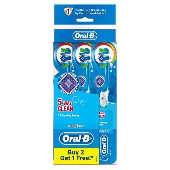 ORAL-B TOOTHBRUSH COMPLETE 5 WAY CLEAN MEDIUM 3'S