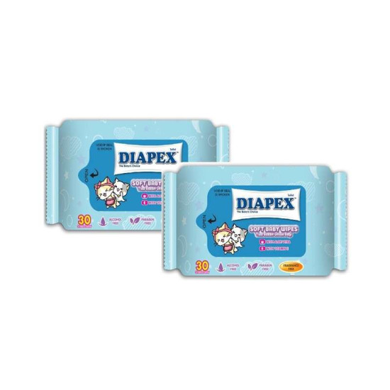 DIAPEX SOFT BABY WIPES 30'S*2