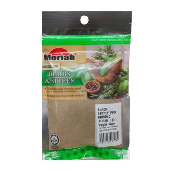 MERIAH BLACK PEPPER FINE GROUND (BAG) 50G