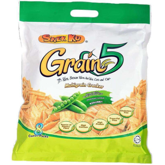 SNEK KU GRAIN 5 MULTIGRAIN GREEN PEAS 16GM*8