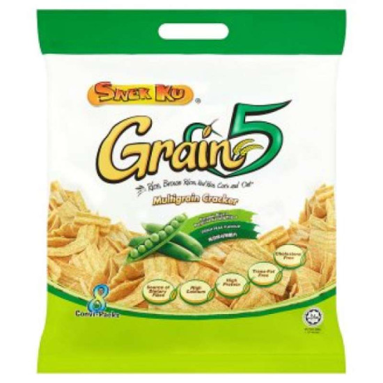 SNEK KU GRAIN 5 MULTIGRAIN GREEN PEAS 16GM*8