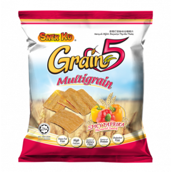 SNEK KU GRAIN 5 MULTIGRAIN SPICY PAPRIKA 16GM*8