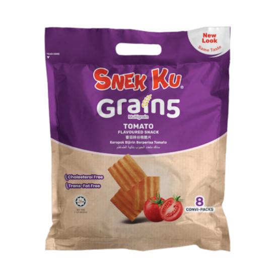 SNEK KU GRAIN 5 MULTIGRAIN TOMATO 16GM*8