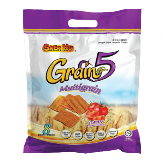 SNEK KU GRAIN 5 MULTIGRAIN TOMATO 16GM*8