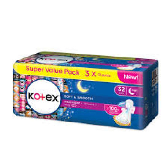 KOTEX S/SMOOTH MAXI NITE WG 32CM 36S