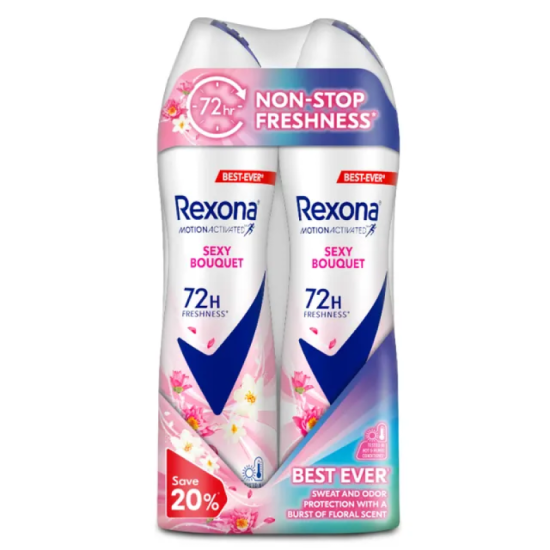 REXONA WOMEN DEODORANT SPRAY SEXY BOUQUET 150ML*2