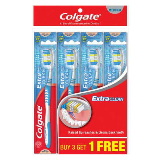 COLGATE TOOTHBRUSH EXTRA CLEAN MEDIUM 4'S