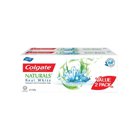 COLGATE TOOTHPASTE NATURAL REAL WHITE 120G*2