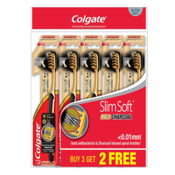 COLGATE TOOTHBRUSH SLIM SOFT CHARCOAL GOLD 5'S COLGATE TOOTHBRUSH SLIM SOFT CHARCOAL GOLD 5'S