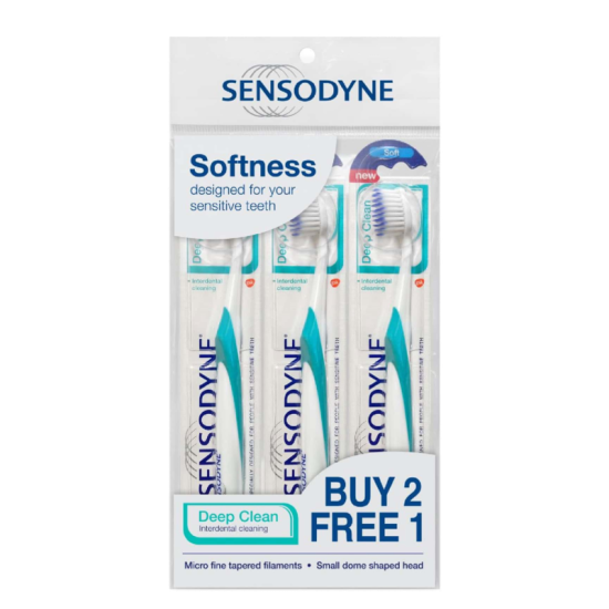 SENSODYNE DEEP CLEAN TOOTHBRUSH SOFT 3'S