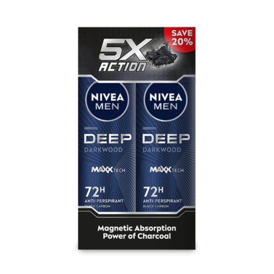 NIVEA MEN DEODORANT SPRAY - DEEP DARKWOOD 150ML*2