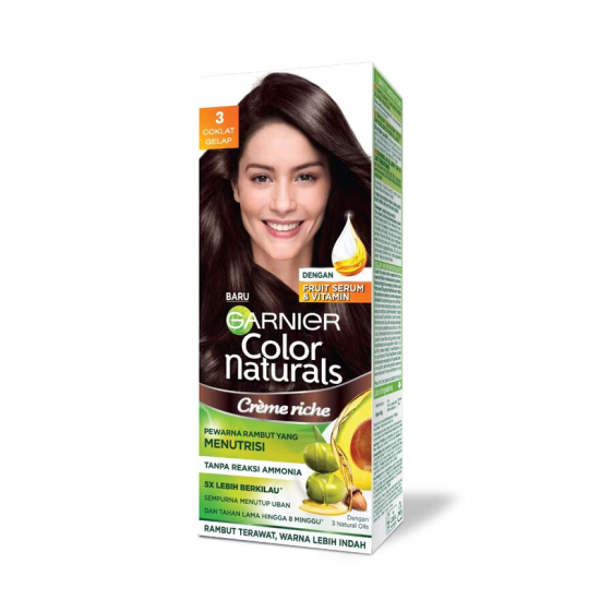 GARNIER NATURAL COLOR 3 COKLAT GELAP (KIT) 1'S