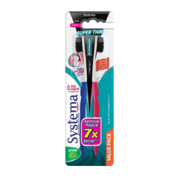 SYSTEMA SUPER THIN CHARCOAL TOOTHBRUSH 2'S SYSTEMA SUPER THIN CHARCOAL TOOTHBRUSH 2'S