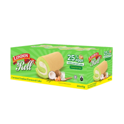 LONDON SWISS ROLL COCONUT PANDAN 16G*20 LONDON SWISS ROLL COCONUT PANDAN 16G*20