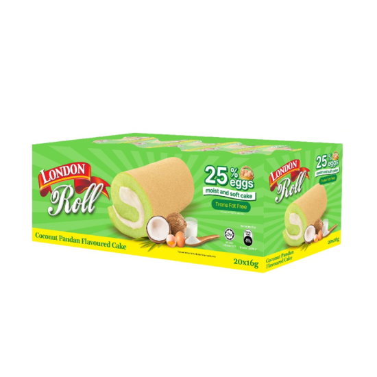 LONDON SWISS ROLL COCONUT PANDAN 16G*20