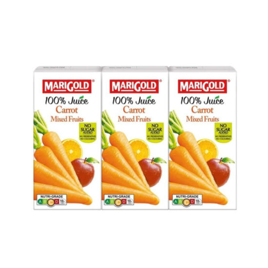 MARIGOLD 100% JUICE CARROT & MIXED FRUITS 200ML*3