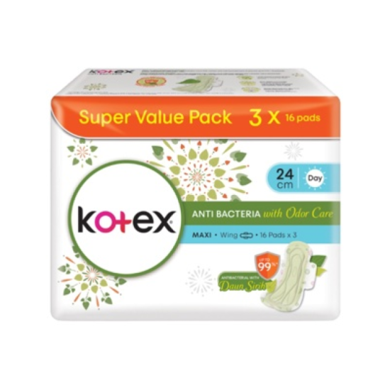 KOTEX NATURE ANTIBAC MAXI WING 24CM 16S*3