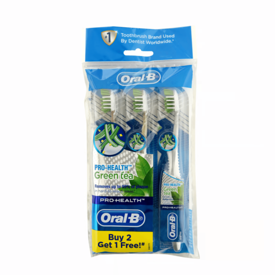 ORAL-B TOOTHBRUSH CROSS ACTION GREEN TEA SOFT 3'S