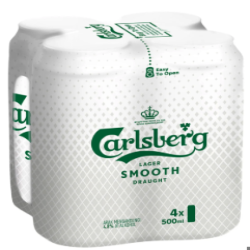 CARLSBERG DRAUGHT SMOOTH 500ML*4