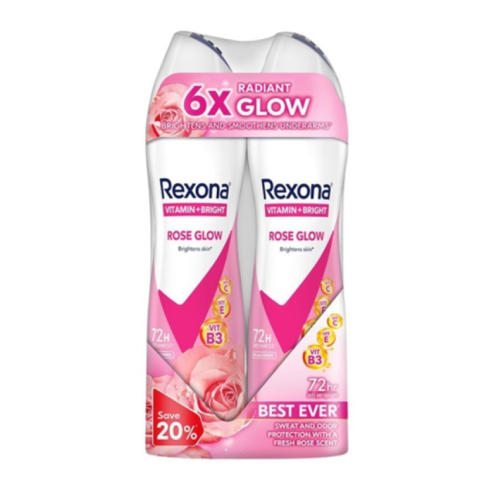 REXONA WOMEN DEODORANT SPRAY ROSE GLOW 150ML*2