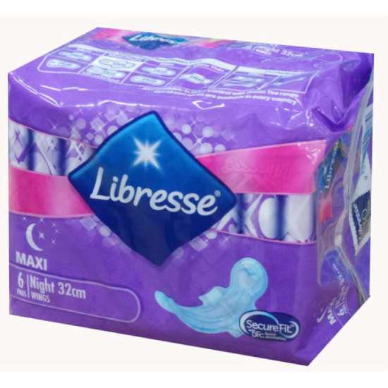 LIBRESSE PAD MAXI NITE WG 32CM 6S