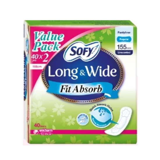 SOFY LONG&WIDE UNSCENTED PANTYLINER 15.5CM 40'S*2