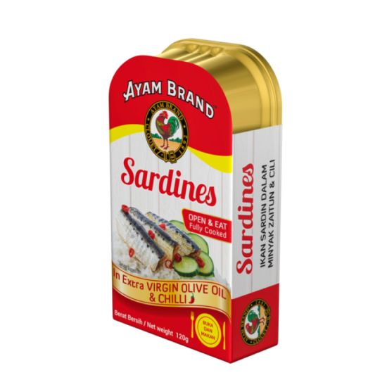 AYAM BRAND SARDINE IN EXTRA VIRGIN OIL & CHILI 120GM AYAM BRAND SARDINE IN EXTRA VIRGIN OIL & CHILI 120GM